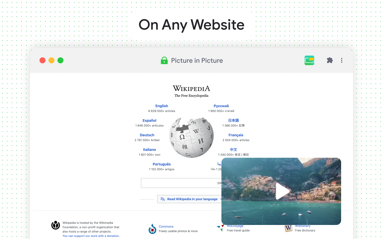 PiP Mode floating player screenshot — draggable resizable window example